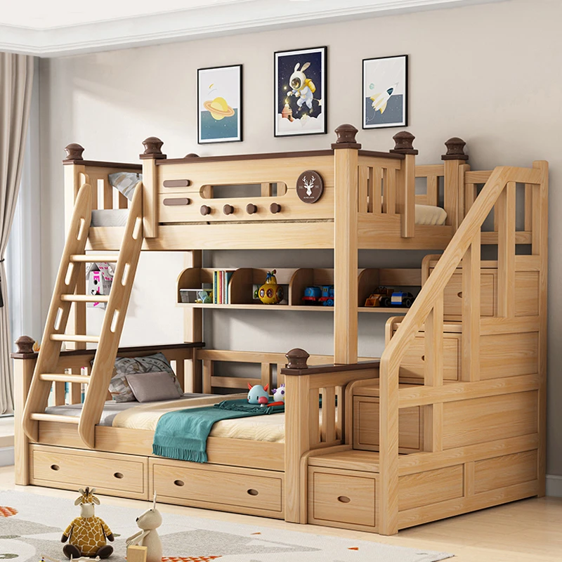 实木上下床榉木儿童床高低铺母子两层上下铺木床双层家用实木床
