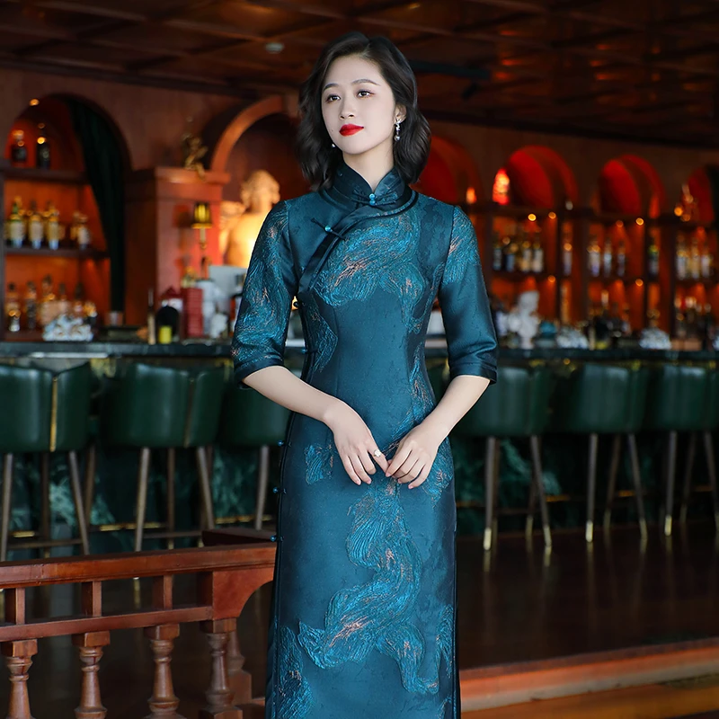 气质端庄优雅旗袍秋季新款复古中国风日常改良长款24307