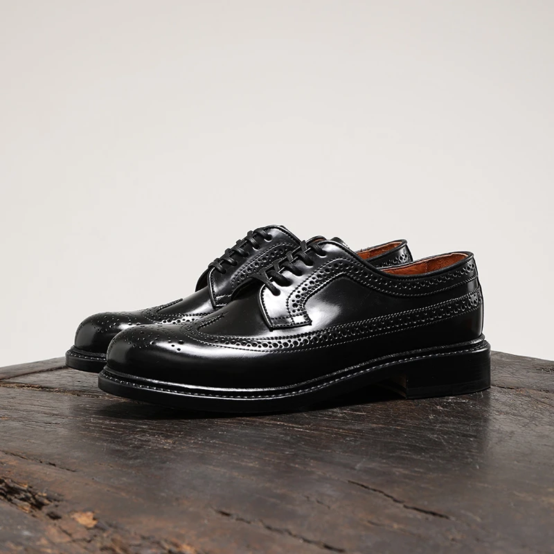 IGESHI爱革仕马臀皮布洛克雕花皮鞋固特异栎木皮底高档手工男鞋