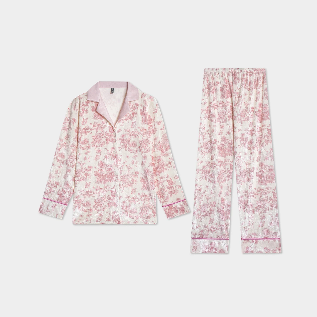 上海故事2024秋冬新款金丝绒金钻绒保暖宽松睡衣可外穿家居服