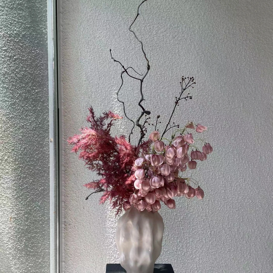 【柿吉】 远山 设计师款手扎花束仿真花假花陶瓷花瓶玄关电视柜摆件