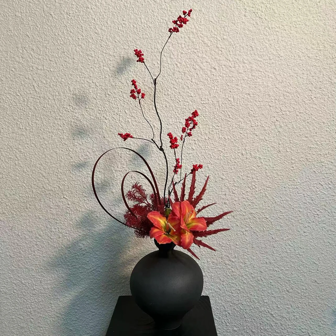 【柿吉】忘忧 设计师手扎花束仿干花花束仿真花绢花样板间客厅摆件