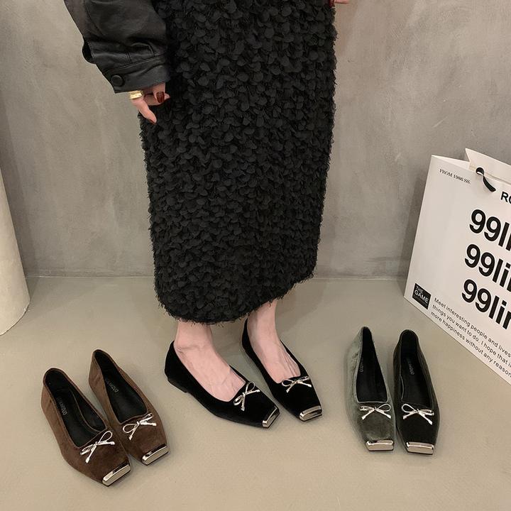 晚晚鞋子法式蝴蝶结配裙子单鞋平底鞋早秋款韩版气质女鞋芭蕾舞