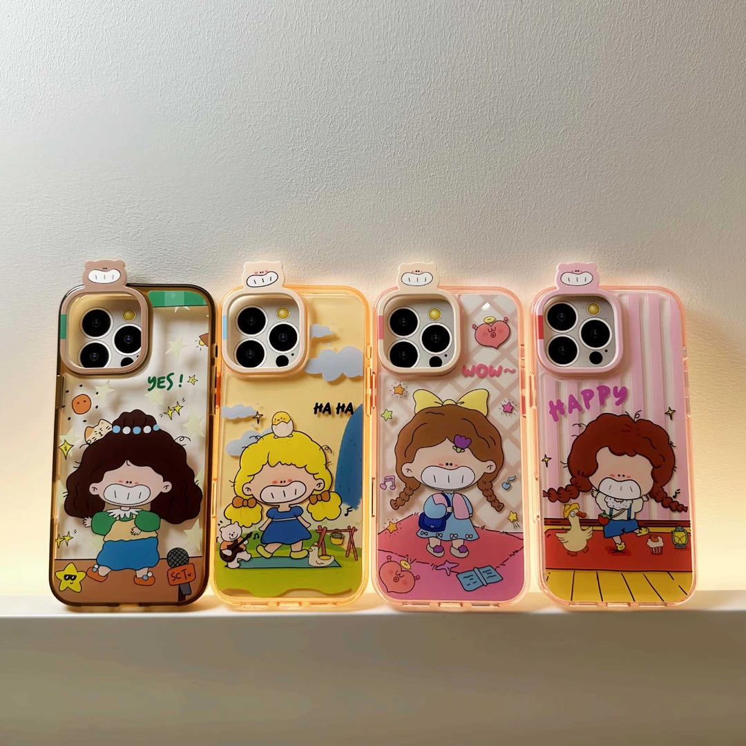 潮牌氧气狗新款呲牙女孩系列适用iP16promax手机壳15pro防摔透明