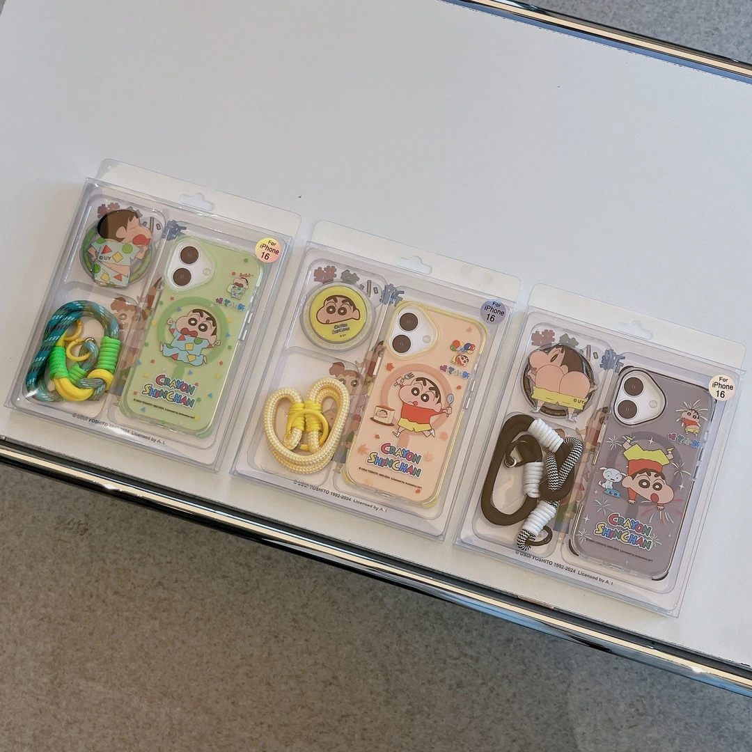 正版授权蜡笔小新适用16Promax手机壳15防摔新款可爱套盒挂绳