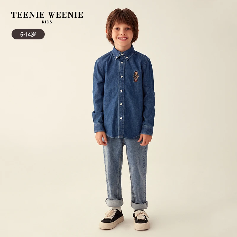 TeenieWeenie Kids小熊童装男童23年款秋季复古帅气牛仔衬衫