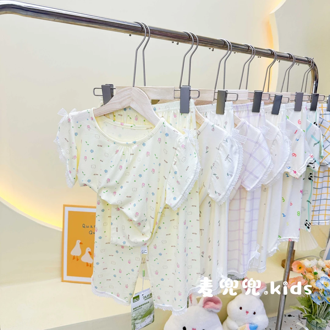 【麦兜兜】华稚夏季新款儿童莫棉短袖七分裤套装