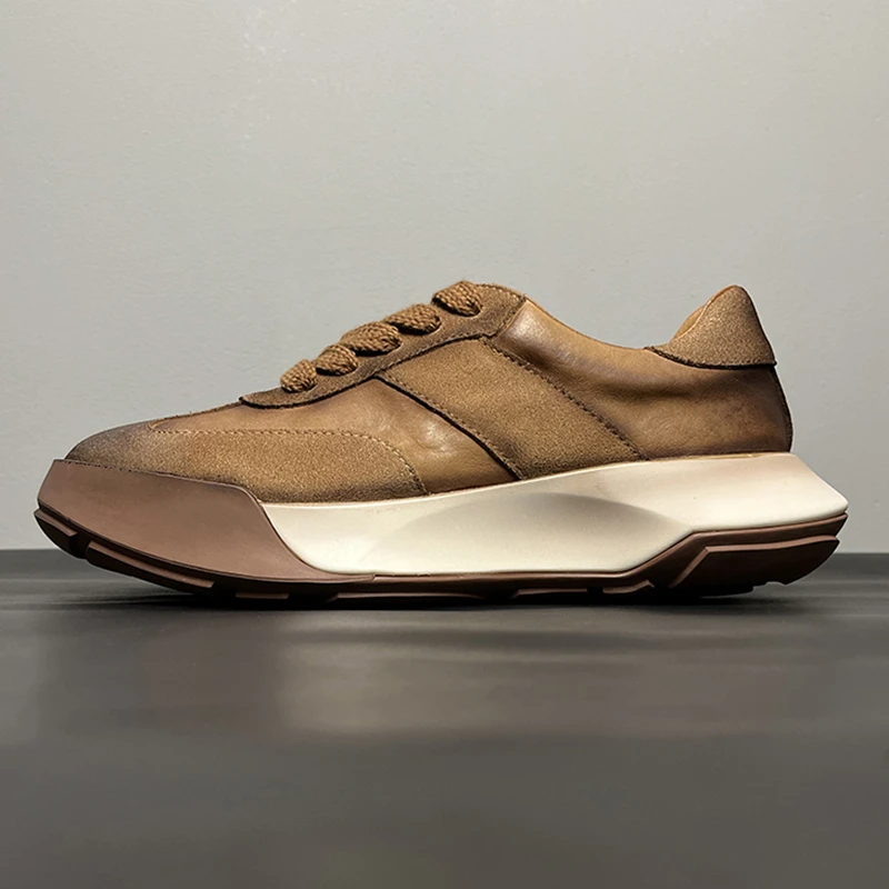 复古德训鞋男真皮透气皮鞋男鞋百搭休闲鞋阿甘鞋厚底鞋