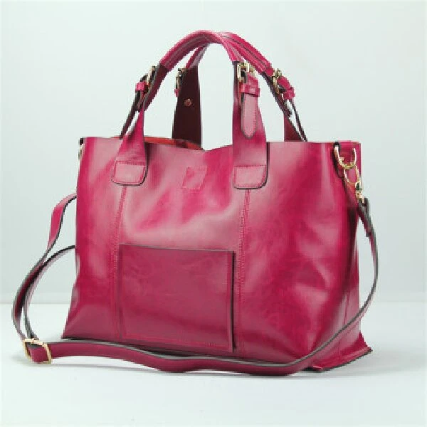 015女士手提包单肩包斜跨包女包时尚休闲百搭真皮复古红色欧美