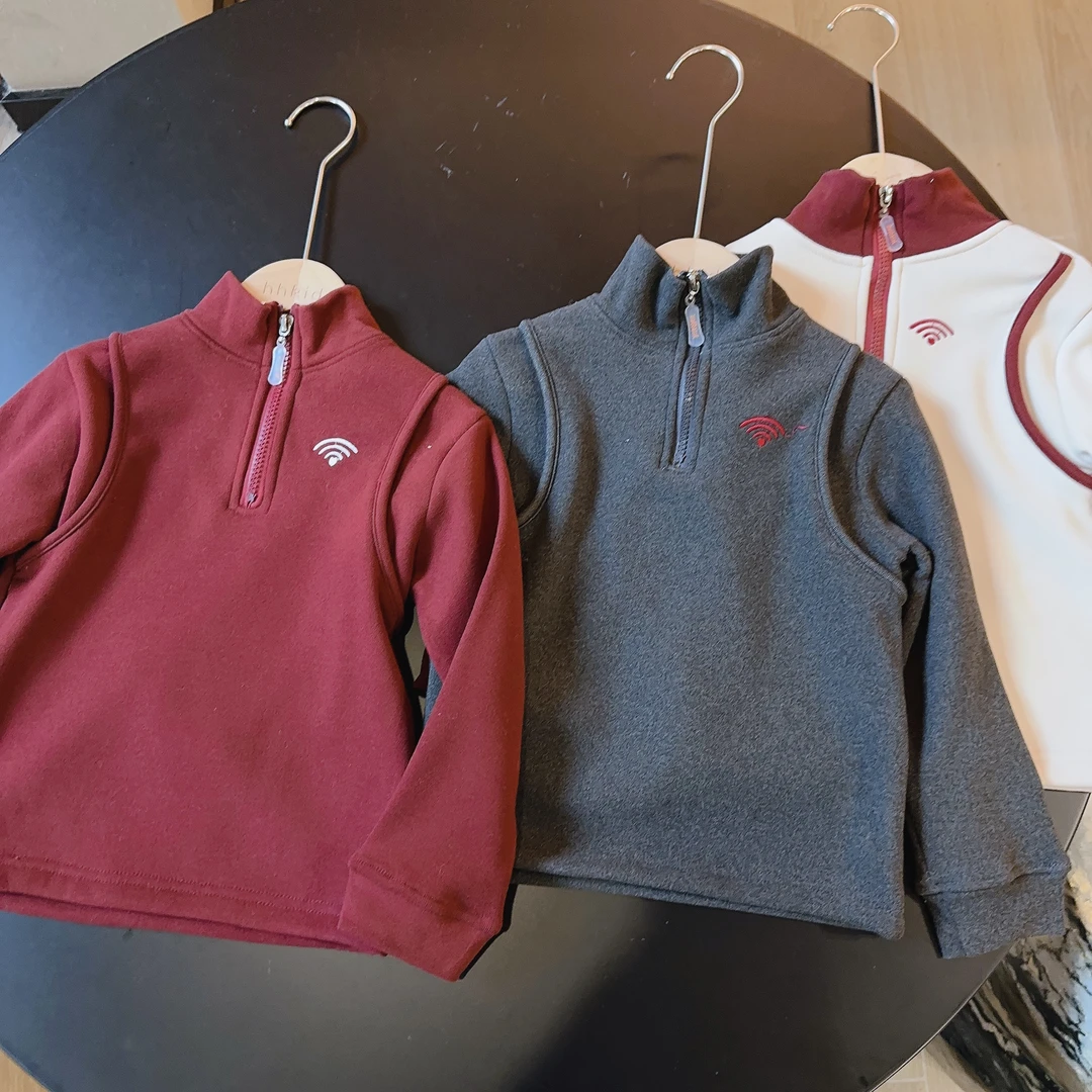 HHkids2024新卫衣童装慵懒感立领T恤个性加绒加厚长袖上衣ACT153