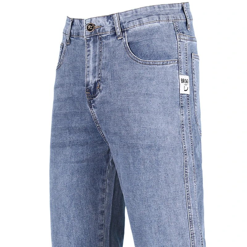 浅色牛仔裤男夏季薄款宽松大码男款阔腿裤男装高腰休闲直筒长裤潮