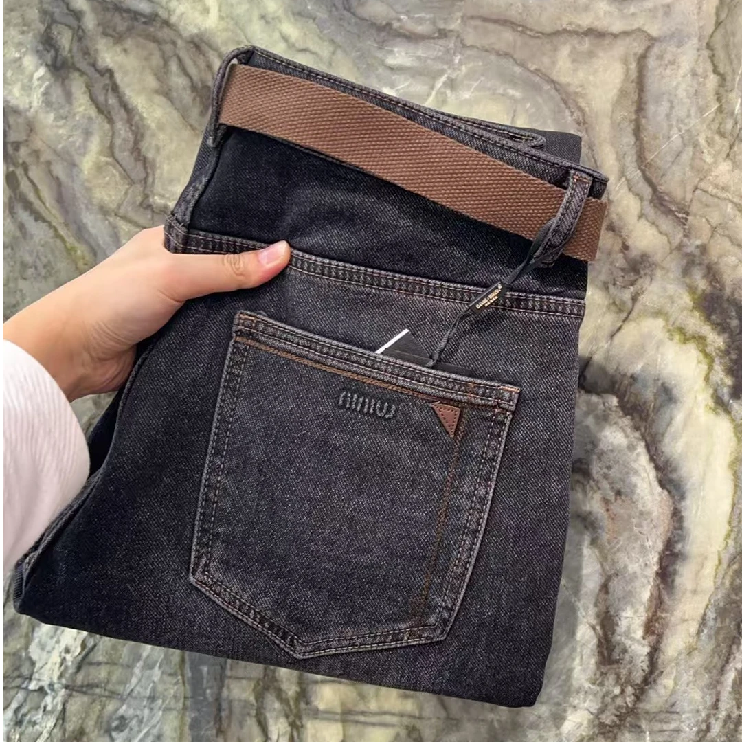 微锥深灰牛仔裤内里磨毛冬季百搭神器7805