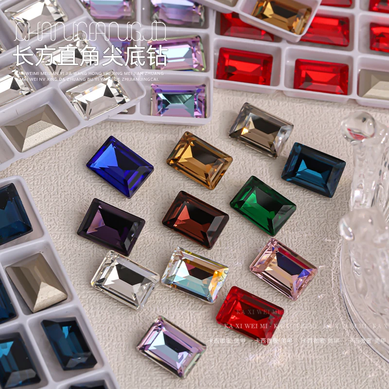 卡西微蜜美甲长方直角尖底钻网红爆款超闪水晶彩钻饰品指甲配装饰