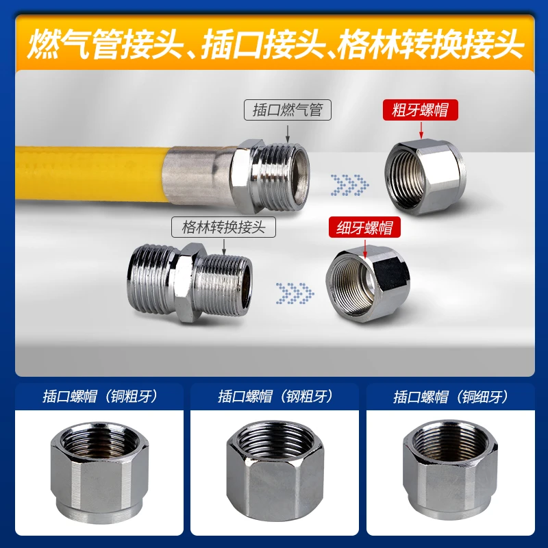 304不锈钢波纹燃气管插口接头天然气管插口螺帽快速接头配件