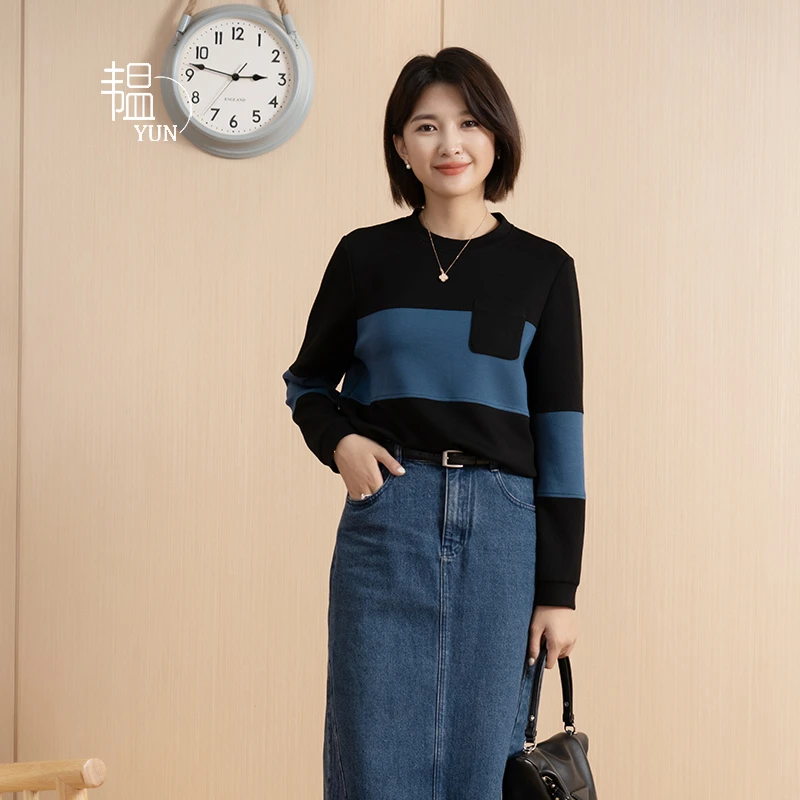Yun/韫秋季新款女士卫衣拼色宽松休闲百搭C2211529