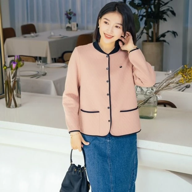 螺纹领提花小外套A24213298 TH