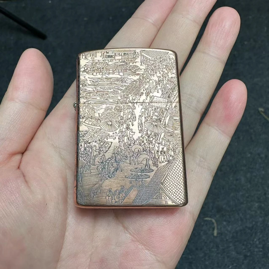 紫铜清明上河图煤油打火机（需自行加油）z