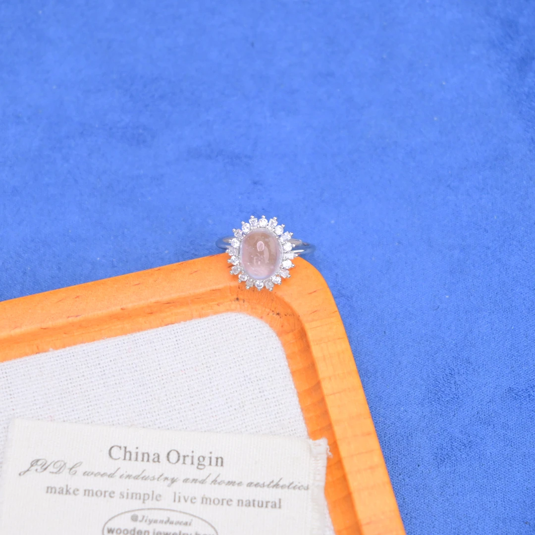 天然石英质玉水沫子冰底鸽子蛋气质轻奢礼物戒指s925银