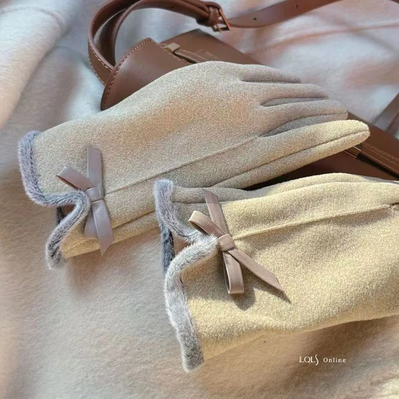 新款推荐!手套冬季女士可触屏开车骑行加绒加厚防寒保暖韩版温柔