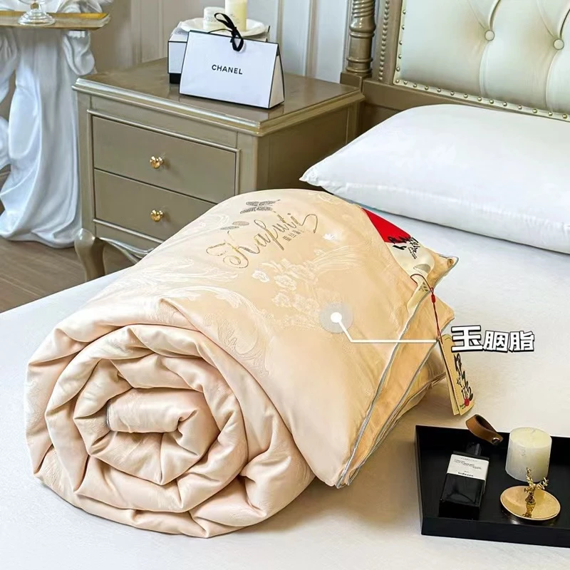 高端暗纹提花高端手工蚕丝被（四斤重简易包装）