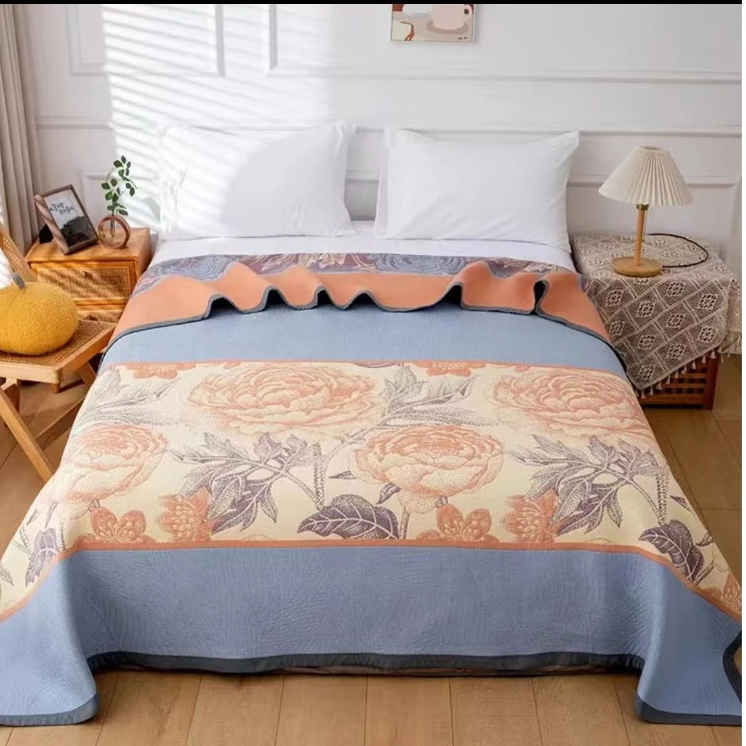 多功能纱布盖毯1--祥运牡丹230*250