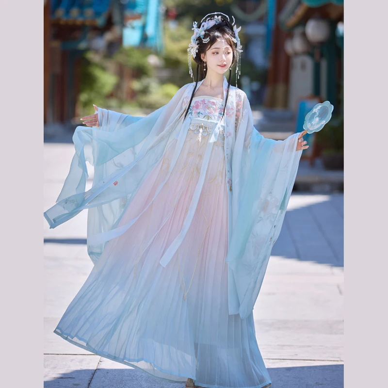 觅锦原创【碧瑶】唐制重工刺绣大袖衫仙气飘逸齐胸诃子裙套装