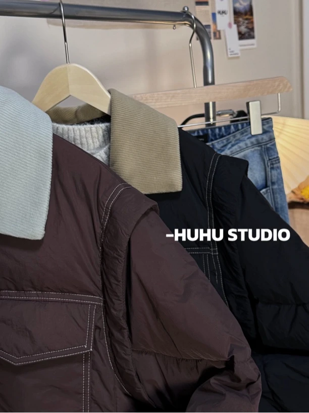 huhu 泡菜国Polo领拼色冬季外套