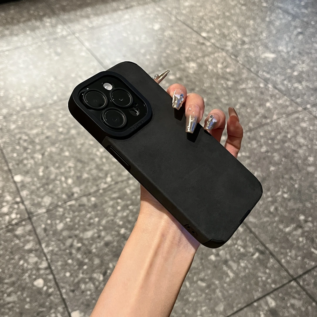 秋冬高级感翻毛皮适用iPhone16/15pro全包苹果14Pro手机壳13软套