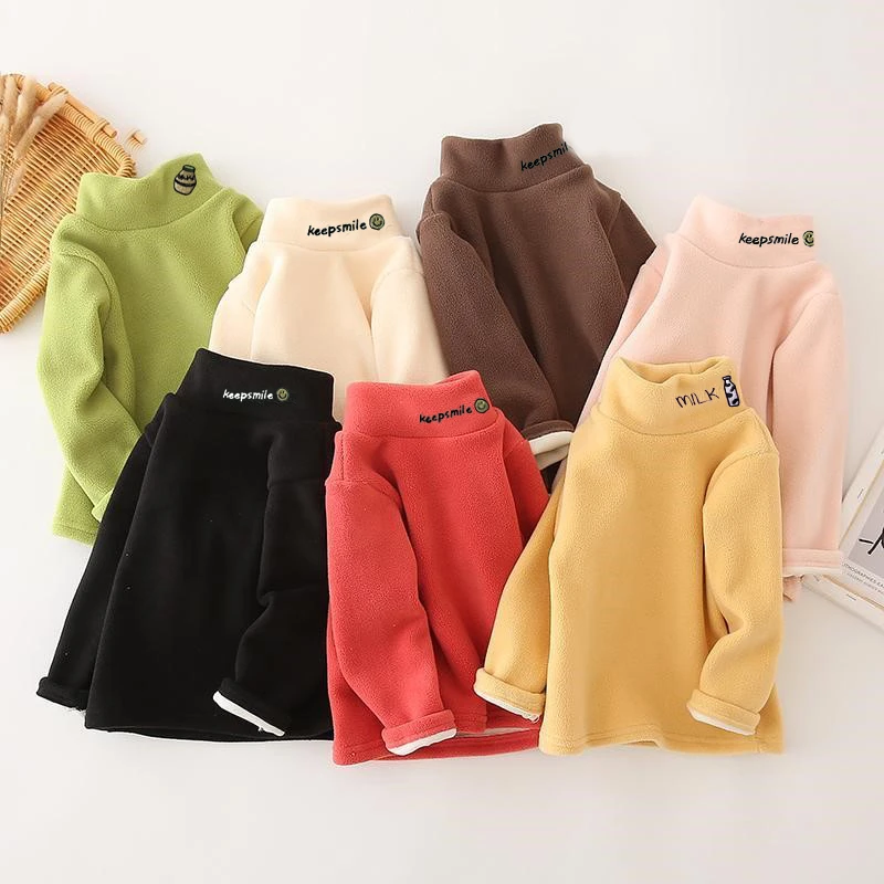 儿童打底衫2025秋冬新款洋气上衣男女童加绒加厚奥粒绒卫衣童装