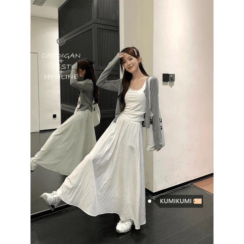 改良版套装吊带背心上衣女春夏女装半身裙气质针织长裙三件套显瘦