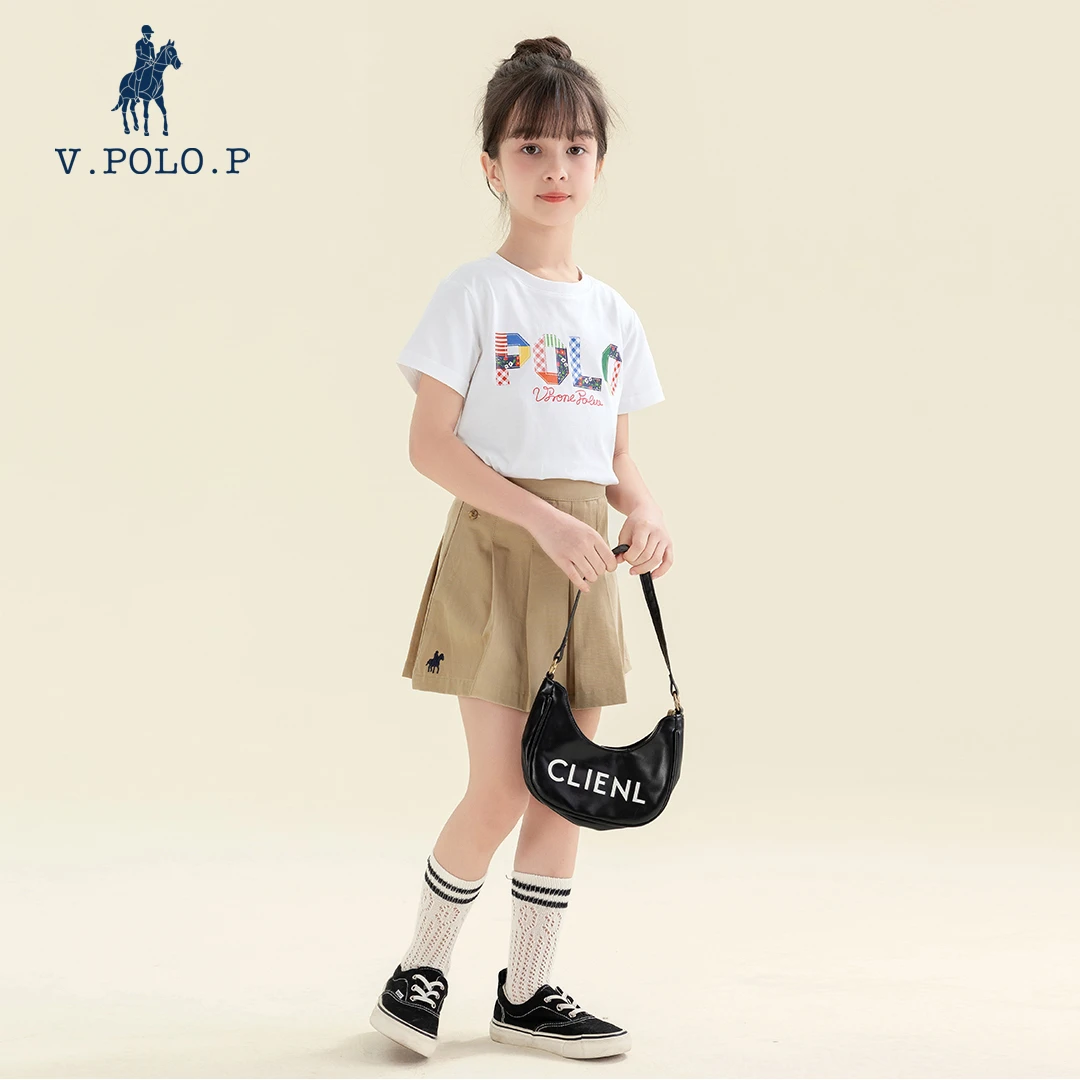 女童宝宝休闲夏季新款百搭圆领短袖套装时尚洋气中大童百褶二件套