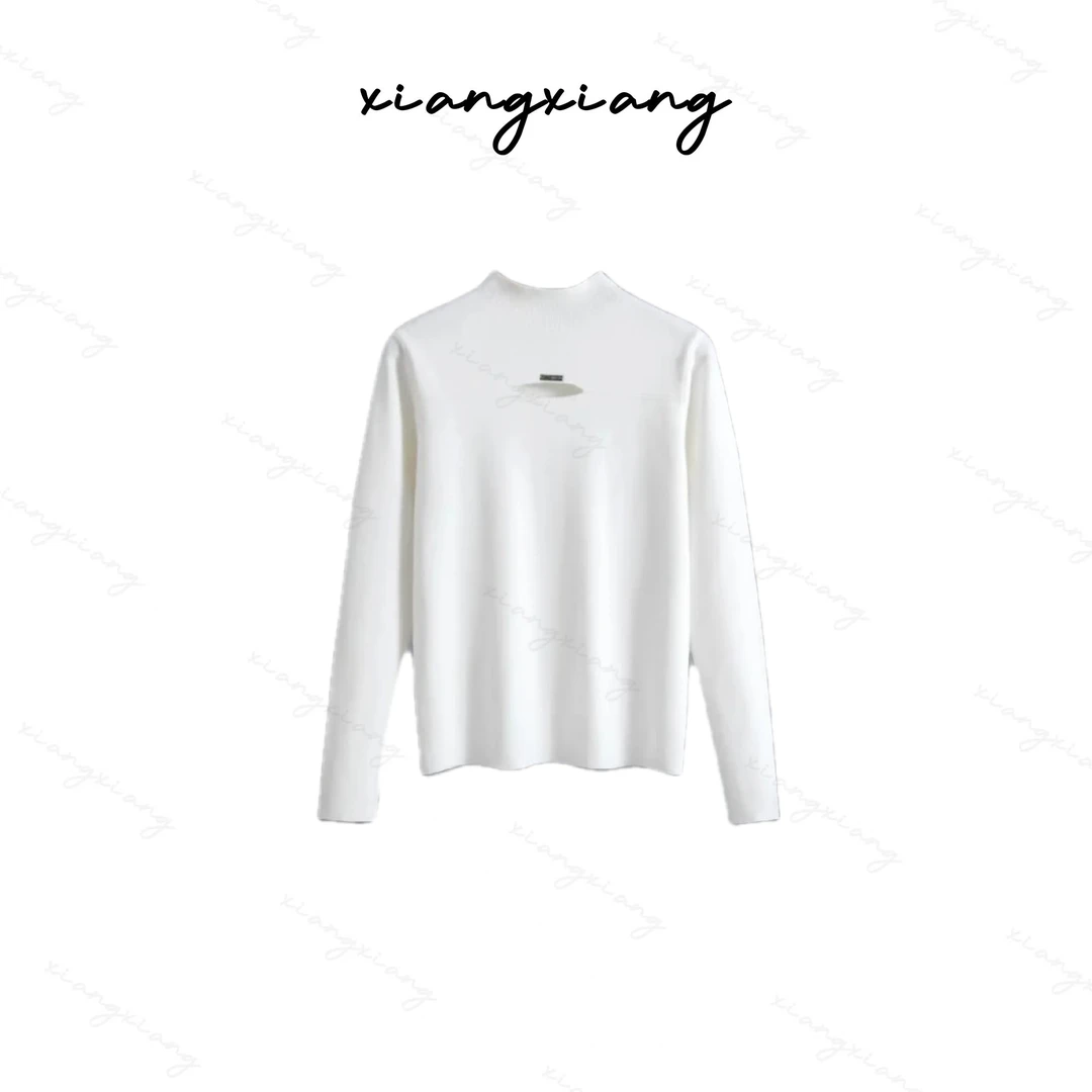 【香香专属】秋冬半高领镂空设计感洋气软糯打底针织衫女内搭上衣