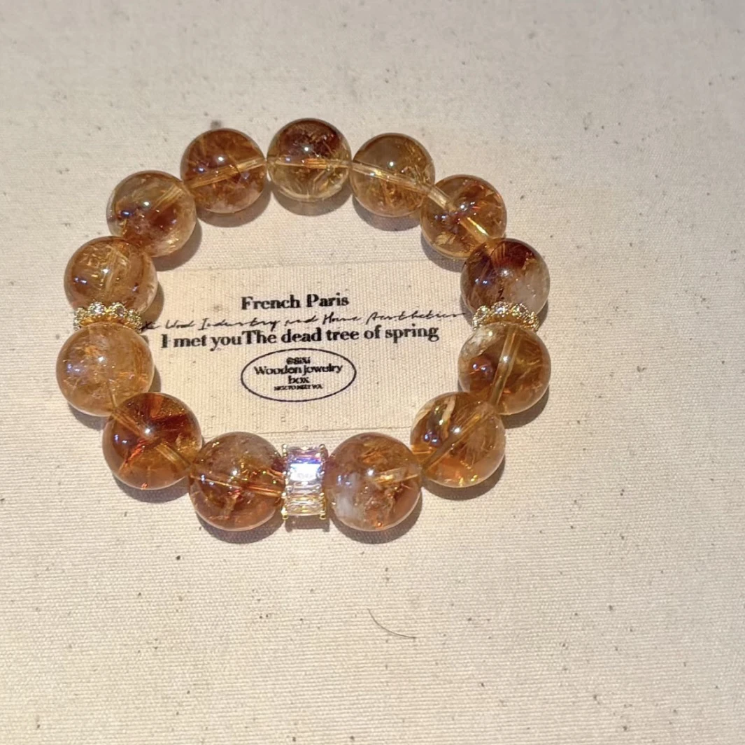 暴富黄水晶女手链细闪水晶黄塔晶转运珠天然招财财运聚财手串女款