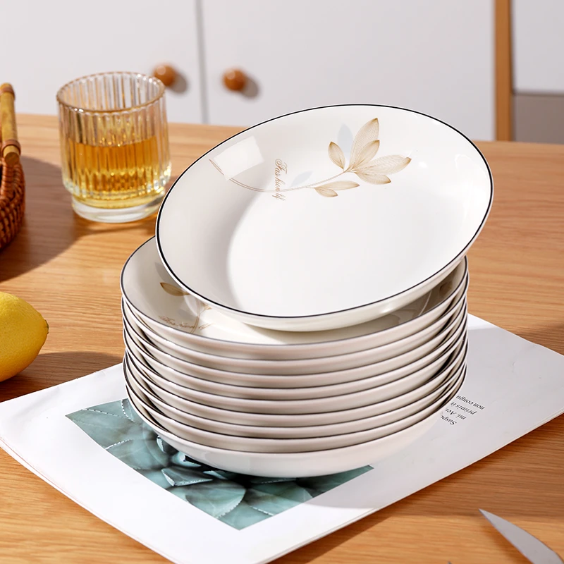 10个千丝万屡7英寸圆盘陶瓷釉下彩餐具盘子碟子