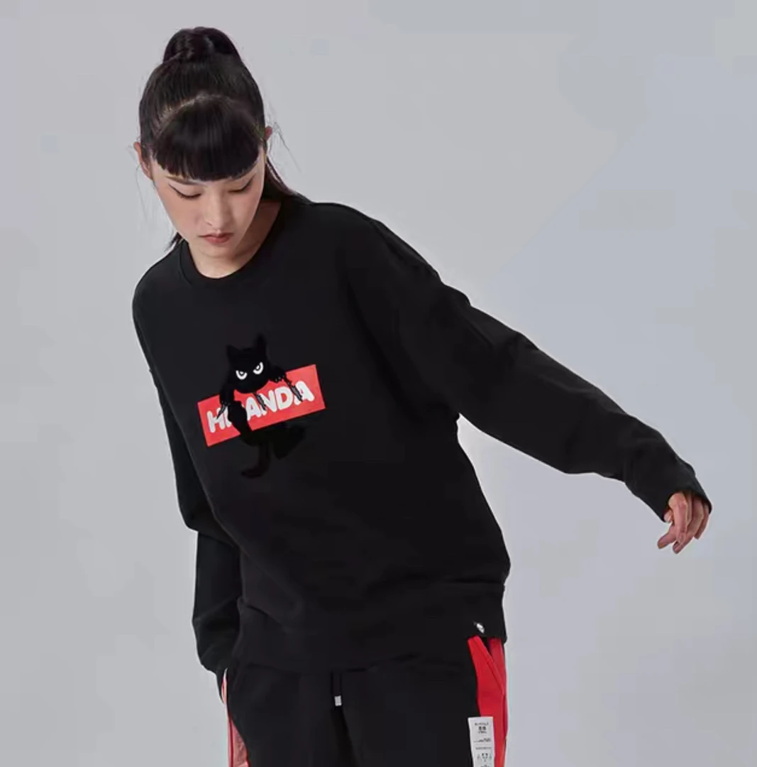 HiPanda/2024熊猫情侣款男女前小猫印花卫衣纯棉休闲潮流运动潮服