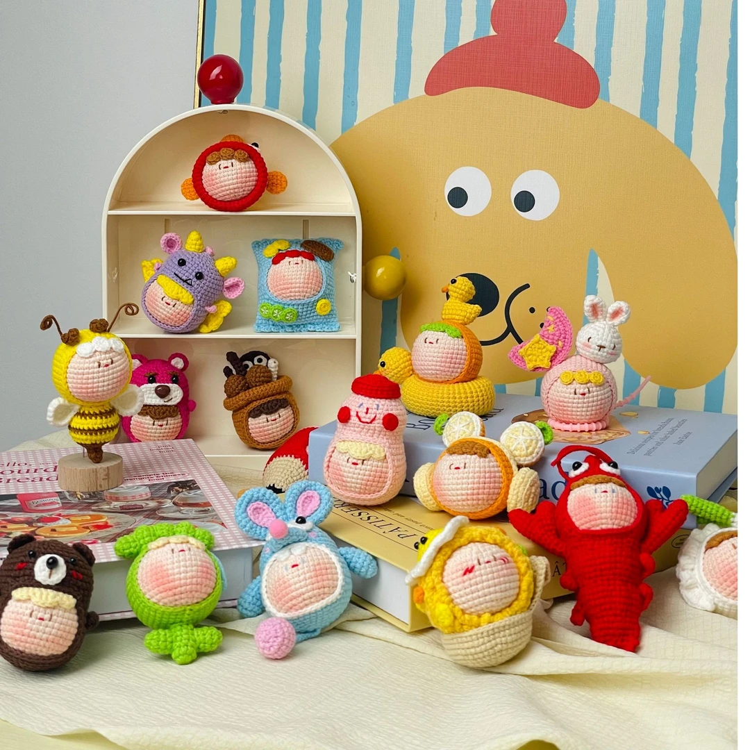 （代拆链接）手工编织团子针织摆件可爱潮玩包挂摆件diy产品