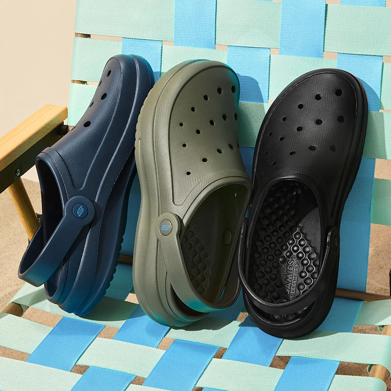 Skechers斯凯奇洞洞鞋男2024夏季新款舒适百搭透气沙滩凉鞋243250