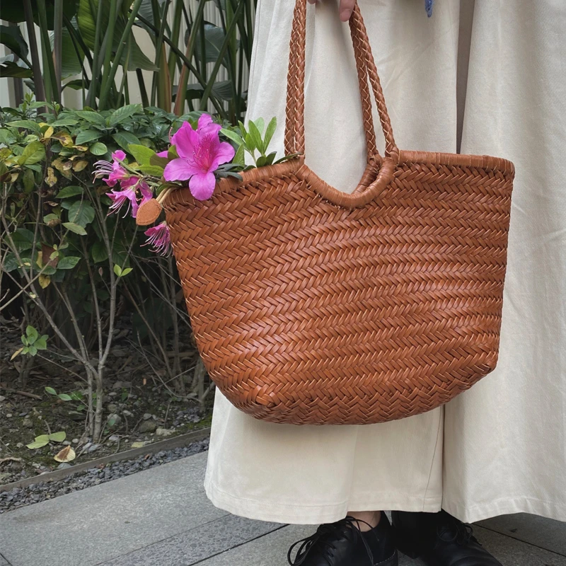 编织单根敞口单肩包小众文艺编织包包肩包托特包草编包包休闲