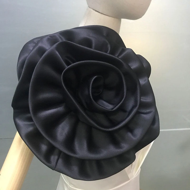 新娘头花手工缎布山茶花凤琴褶多层婚纱礼服多色配饰化妆造型拍照