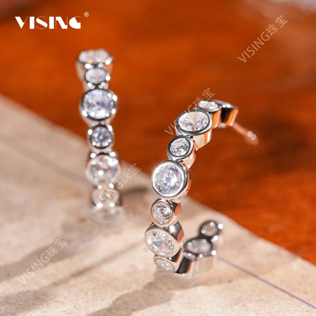 925银合成锆石耳饰 圆环小耳环耳圈耳钉国风新中式饰品