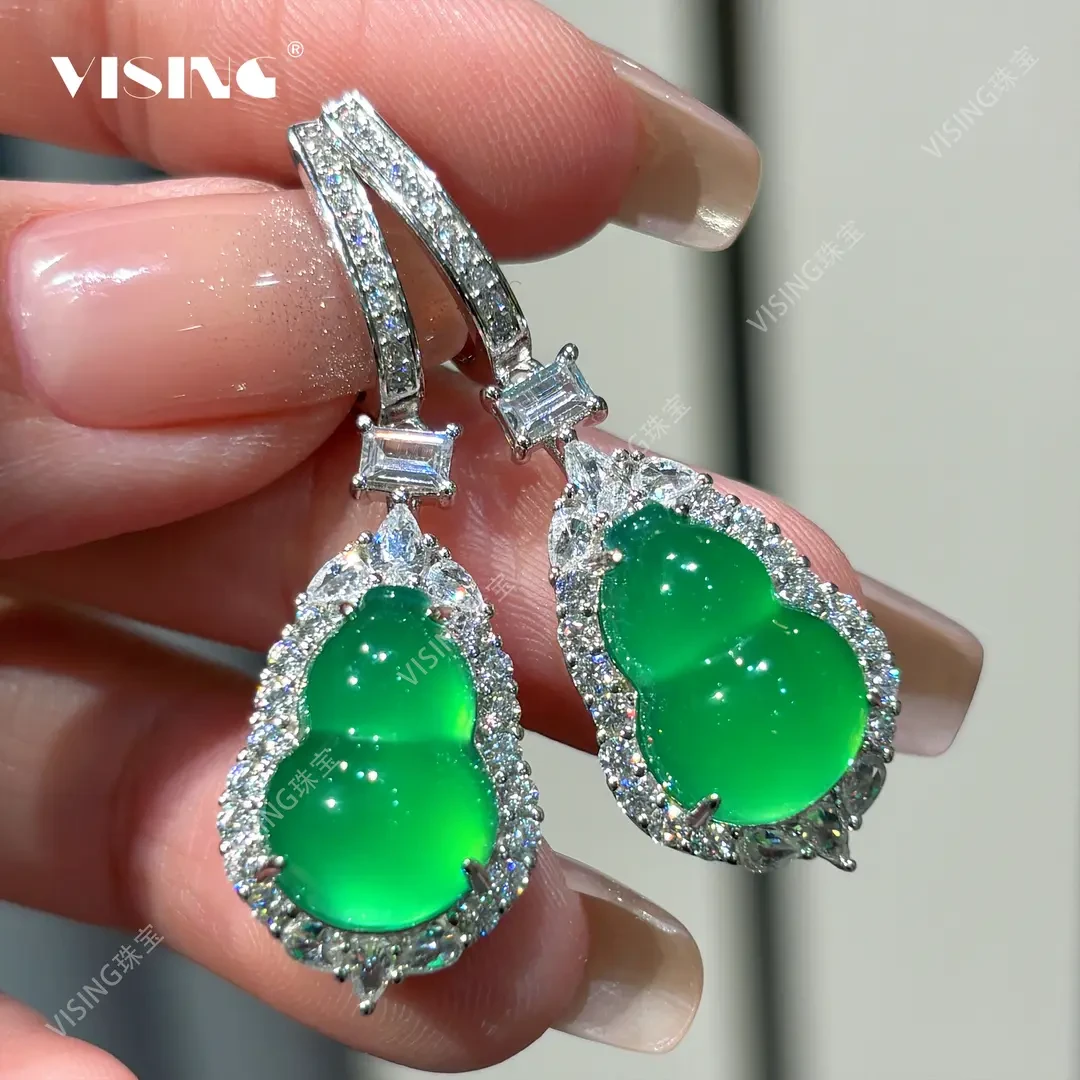 VISING绿玉髓耳扣款葫芦耳坠耳环耳饰国风新中式饰品百搭