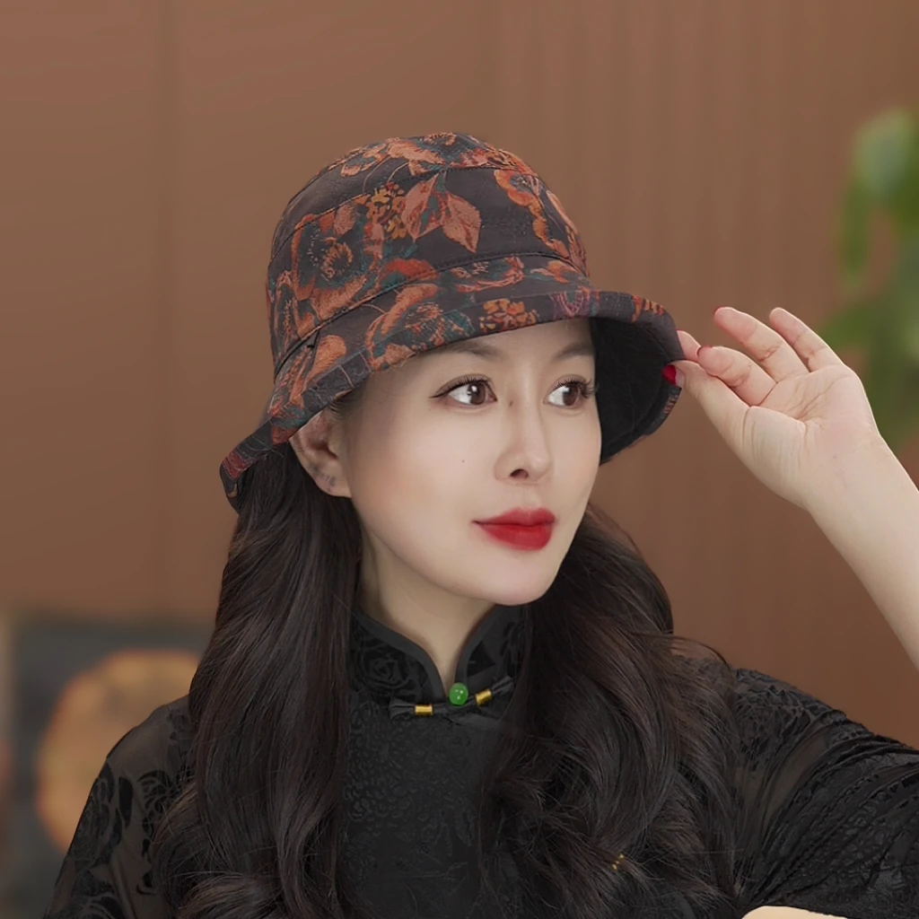 JZ00 双面带9枫叶帽花萝遮阳帽薄款礼帽女士防晒百搭时尚印花气质