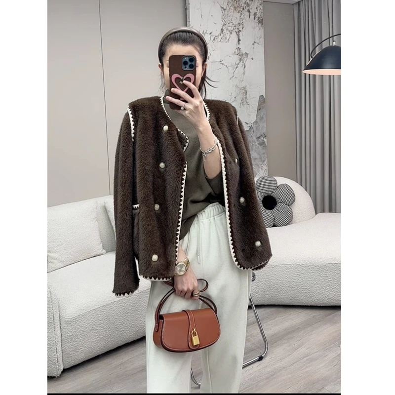 ZMMY严选私服【白瓷语】气质款高级感织带一体绒外套
