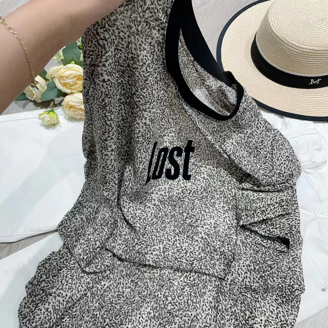 【浅豹纹短袖】2221莫奈花园配色百搭上衣女