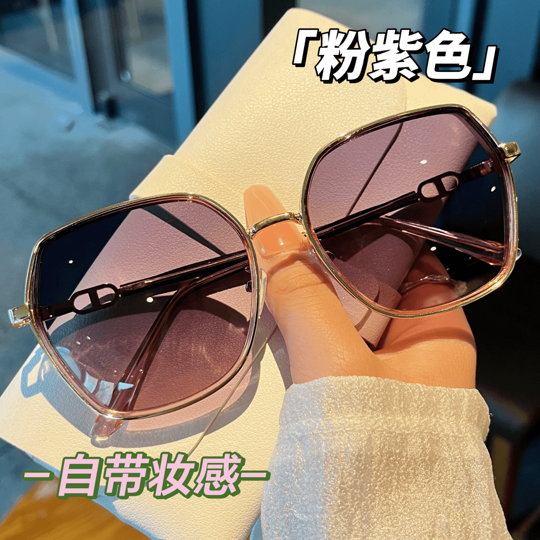 网红时尚太阳镜防紫外线紫色偏光大框粉紫网红时尚太阳镜防紫外线