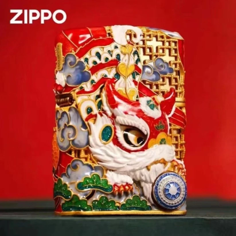 ZIPPO打火机 正版套壳珐琅夜光灵动舞狮（礼盒装）DY9920TF