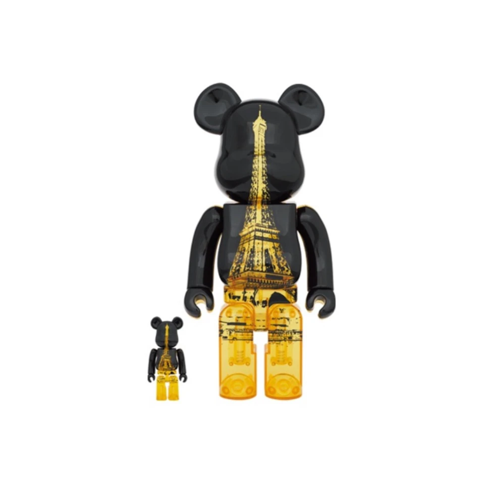 积木熊Bearbrick 金色长袍埃菲尔铁塔 全新 400%+100%尺寸 潮玩