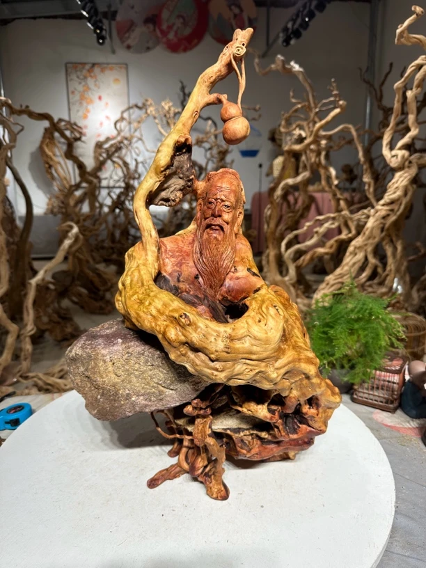 原生态天然风化枯木香杉木瘤杜鹃根雕家居客厅博古架陈设摆件装饰