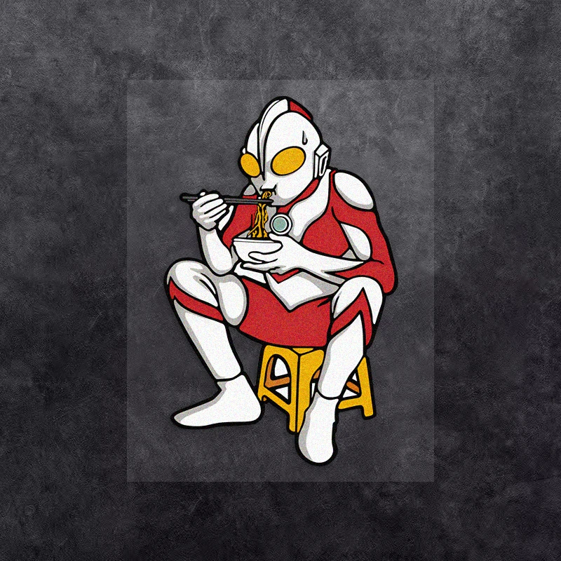 千绘贴纸 奥特曼吃面个性搞笑贴纸汽车电动车车身装饰趣味装饰贴