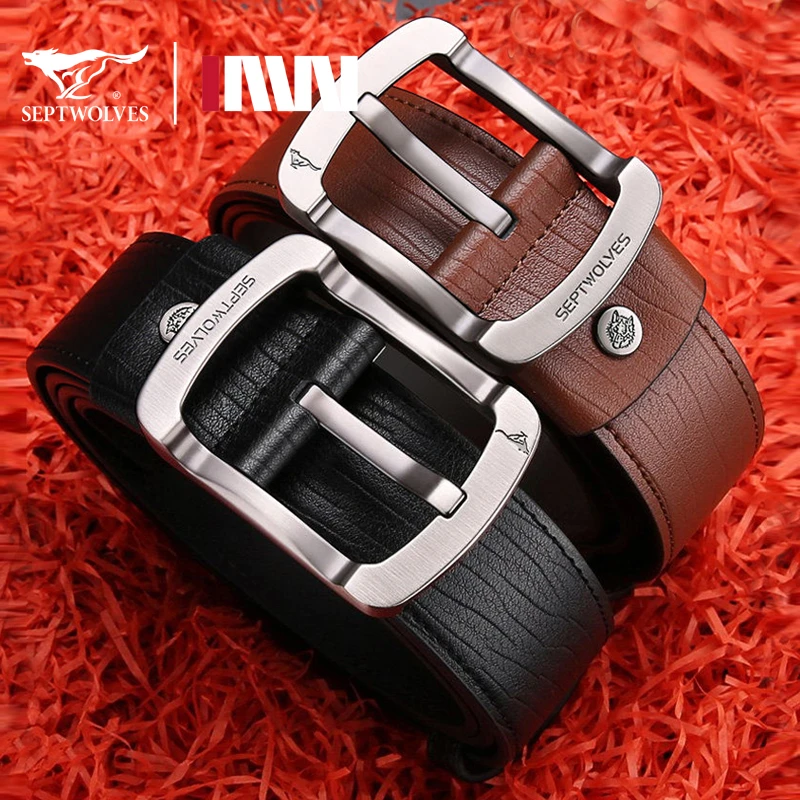 七匹狼男士皮带真皮针扣新款正品高档男款潮流百搭休闲牛皮裤腰带